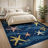 Starfish Ocean Waves Blue Area Rug