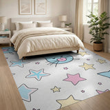 Cute Sleeping Blue Cats Twinkling Stars Rug