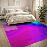 Vibrant Stacked Rainbow Block Area Rug
