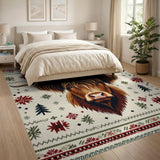 Festive Highland Cow Knit Christmas Area Rug