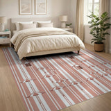 Pink Striped Beach Umbrellas Cabanas Rug