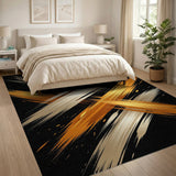 Gold Silver Brush Stroke Abstract Area Rug