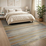 Brown Tan Rust Striped Southwestern Rug