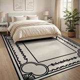 Beige and Neutral Ornate Beige Border Area Rug