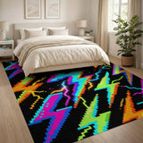 Neon Lightning Bolt Multi-Color Area Rug