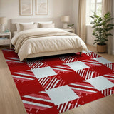 Classic Red White Checkered Farmhouse Rug
