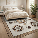 Beige and Neutral Traditional Persian Ornate Beige Traditional Persian Area Rug