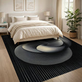 Abstract Swirl Black White Area Rug