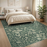 Sage Green Leaf Vine Floral Area Rug
