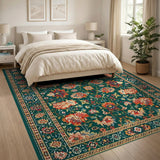 Traditional Persian Lush Green Persian Floral Area Rug