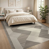 Modern Beige Geometric Abstract Area Rug