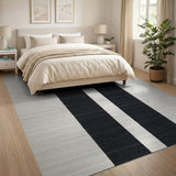 Stripe Bold Black White Vertical Stripe Rug