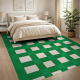Green Green Gingham Checkered Area Rug