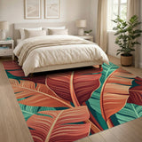 Vibrant Multi-Color Palm Leaf Area Rug