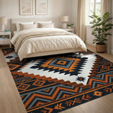 Southwestern Bold Orange Southwestern Geometric Area Rug