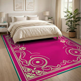 Ornate Pink Persian Border Area Rug