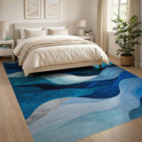 Abstract Area Wave Blue Teal Wave Abstract Area Rug