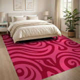 Vibrant Pink Swirl Abstract Area Rug