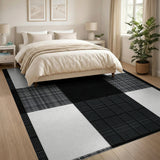 Black and White Black White Buffalo Check Rustic Area Rug