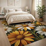 Vibrant Sunflower Daisy Floral Area Rug