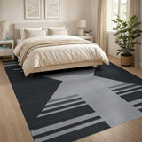 Bold Black White Star Geometric Area Rug
