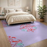 Purple Persian Floral Motif Area Rug