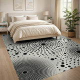 Black and White Modern Black Dot Geometric Area Rug