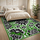 Green Black Intricate Floral Persian Area Rug