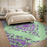 Elegant Purple Floral Mandala Area Rug