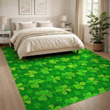Lucky Green Shamrock Clover Pattern Area Rug