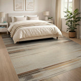 Brown and Tan Brown Tan Geometric Stripe Woven Area Rug
