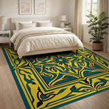 Teal and Gold Persian Medallion Area Rug