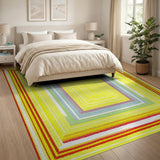 Vibrant Multi-Color Concentric Frames Area Rug