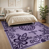 ODIKA Washable Purple Bohemian Medallion Rug - Low Pile Non-Slip Traditional Area Rug