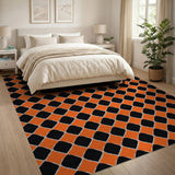 Orange Bold Orange Black Diamond Geometric Area Rug