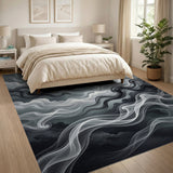 Ethereal Swirling Clouds Grey Area Rug