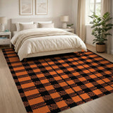 Orange Black Buffalo Check Distressed Area Rug