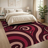 Red Swirling Red Abstract Area Rug