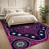Navy Hot Pink Mandala Persian Rug