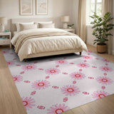 Pink Daisy Lattice Floral Area Rug