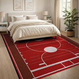 Red Geometric Modern Red Basketball Court Area Rug