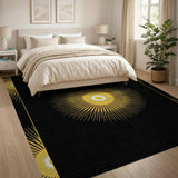 Radiant Yellow Sunburst Geometric Rug