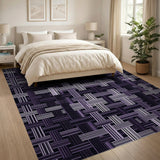 Purple Woven Basket Geometric Area Rug