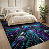 Neon Circuit Blue Area Rug
