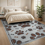 Paw Print and Bone Washable Area Rug