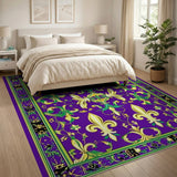 Ornate Purple Fleur-de-Lis Area Rug