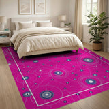 Vibrant Pink Geometric Star Network Area Rug