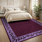 Purple Ornate Border Maroon Lattice Rug