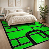 Green Kids City Roads Play Rug