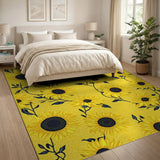 Vibrant Sunflower Yellow Floral Vintage Area Rug